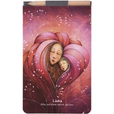 Blok s magnetem a tužkou LÁSKA 90 x 140 mm, čistý, 40 listů