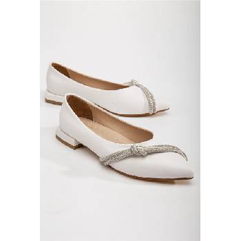 Moda Trend Дамски балерини с декоративни камъчета - Бели #367272 (367272_Бяло)