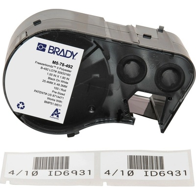 Brady M5-78-492 / 170896, 25.40 mm, Polyester, čierna tlač / biely podklad