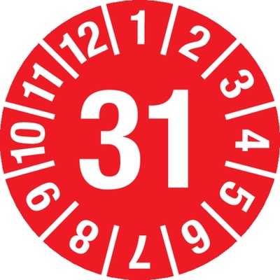 Kontrolná nálepka 31, červená, fólia samolepiaca, 15 mm, BJ = 1 x 60 ks