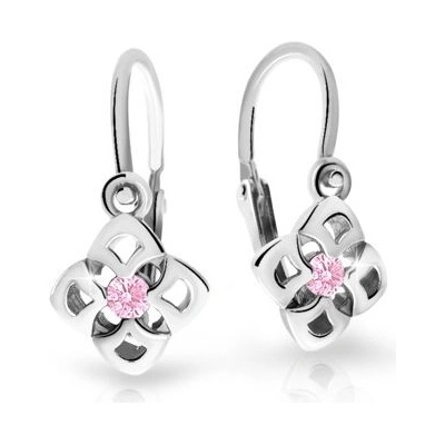 Danfil dětské náušnice C2258 z bílého zlata s kamínkem Pink