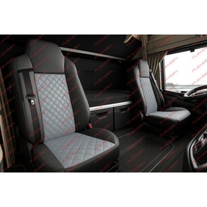  Комплект 1+1 тапицерия от еко кожа за man tgx 2015-2020 - сиво-черно