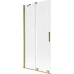 Mexen Velar двукрилен плъзгащ се параван за вана 90 x 150 cm, матов, златисто четкан - 896-090-000-31-55 (896-090-000-31-55)