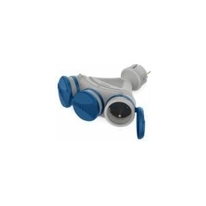 Kelia KEL Plug trimmer 3-socket with/u 16A 250V IP54 grey/blue GN-X3/54 W-01153