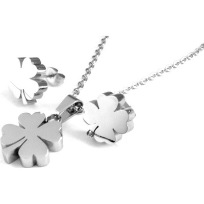 Steel Jewelry set náhrdelník a náušnice čtyřlístek z chirurgické oceli SET150106 – Zboží Mobilmania