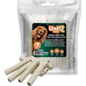 Uniq Pets Dental Tube дентални лакомства за кучета с говеждо и глюкозамин, 500 г
