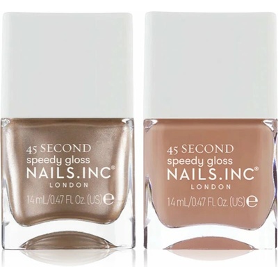 Nails Inc. 45 Second Nials Inc. 45 Second Speedy gloss Chiara rychleschnoucí lak na nehty 14 ml + Nials Inc. 45 Second Speedy gloss Coco rychleschnoucí lak na nehty 14 ml kosmetická sada