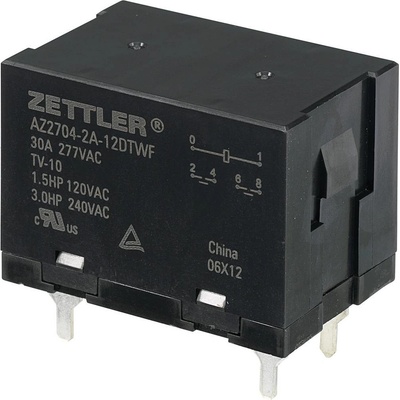 Zettler Electronics AZ2704-2A-12DTWF, AZ2704-2A-12DTWF relé do DPS, monostabilní, 1 cívka, 150 V/DC, 400 V/AC, 30 A, 1 k