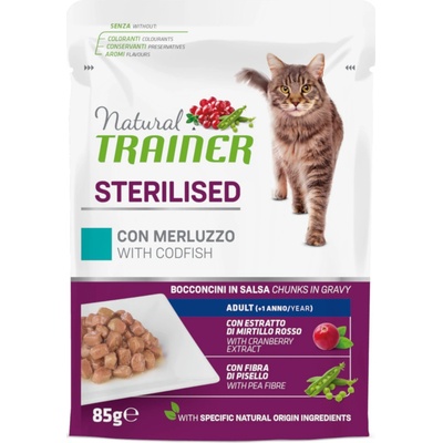 Natural Trainer Cat Sterilised treska 24 x 85 g