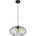HEXE Пендел CORRINI 1xE27/60W/230V Ø 34 см черен/прозрачен (HX0183)