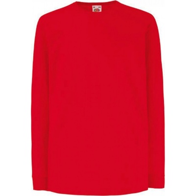 Fruit Of The Loom 100% bavlněné lehčí tričko s dlouhým rukávem červená