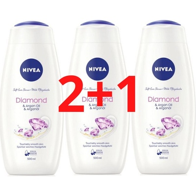Nivea Diamond & Argan Oil sprchovací gél 3 x 500 ml
