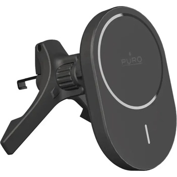 Puro Стойка за кола Puro със зарядно устройство Qi2, съвместима с MagSafe - черна (PUSH2QIMAGBLK)