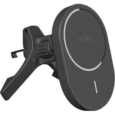 Puro Стойка за кола Puro със зарядно устройство Qi2, съвместима с MagSafe - черна (PUSH2QIMAGBLK)