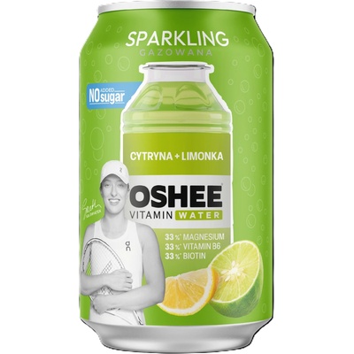 OSHEE vitamínová voda Citrón a Limetka bez cukru perlivá plech 330 ml