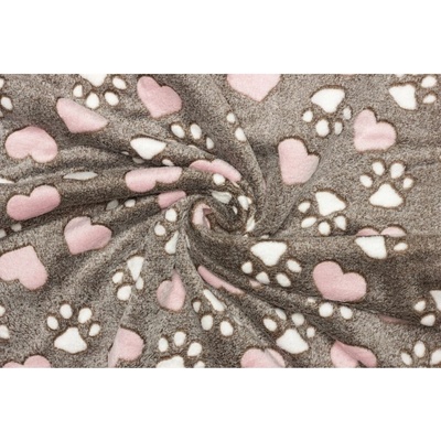 Coral fleece Soft - Tlapky a srdíčka