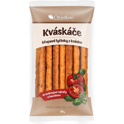 Chrástkovi Kváskové tyčinky Rajče a Bazalka řemeslné slané snacky 90 g