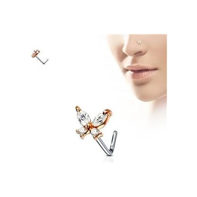 Šperky4U zahnutý piercing do nosu motýlek N0082-RDC