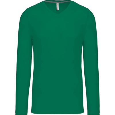 Kariban v-neck k358 / Мъжка тениска с дълъг ръкав - тъмнозелена xxxl (20k35852013)
