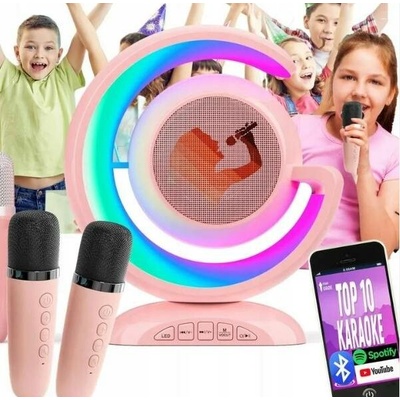 VÝKONNÝ 10W KARAOKE REPRODUKTOR S MIKROFONY 3V1 LED OSVĚTLENÍ PRO DĚTI