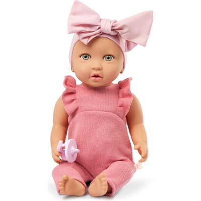 LullaBaby Bábika 35 cm v overale s čelenkou Lila