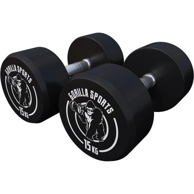 Gorilla Sports Guľaté jednoručné činky gumové 2 x 15 kg