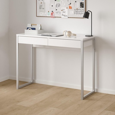 Бюро Function Plus с 2 чекмеджета и метални крака Бял гланц