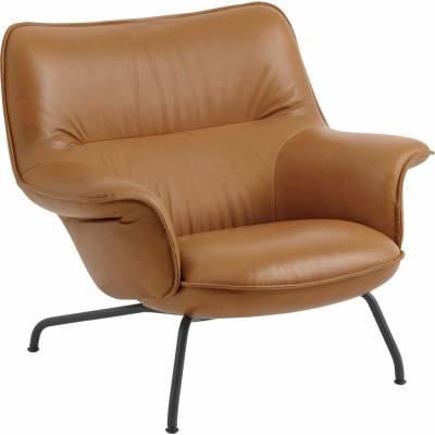 Muuto Doze Low Back Tube Base Refine Leather Cognac / Anthracite Black