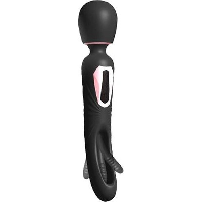 INTOYOU Двустранен вибратор и вибро-масажор с пърхащ език "lexy 2 black" 24 см