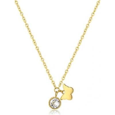 S`Agapõ Pozlátený náhrdelník s kryštálom a motýľom lucky light SKT26