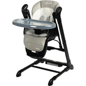 Caretero Столче за хранене и люлка 2 в 1 Caretero - Indigo Black, сиво (TERO-7650)