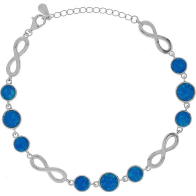 Argento Strieborný náramok nekonečno, modré okrúhle syntetické opály 17 až 20 cm 91902