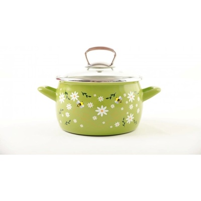 Metalac Včelka, smaltovaný hrnec PRINC se skleněnou poklicí 14 cm, 1,5 l