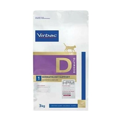 Virbac Veterinary HPM D1 Dermatology Support pro kocky 3 kg