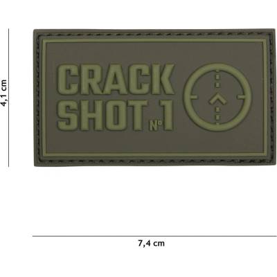 Gumová nášivka 101 Inc nápis Crack Shot - olivová