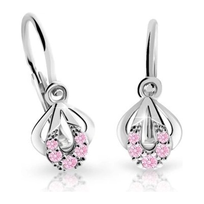 Danfil dětské náušnice C2270 z bílého zlata s kamínky Pink