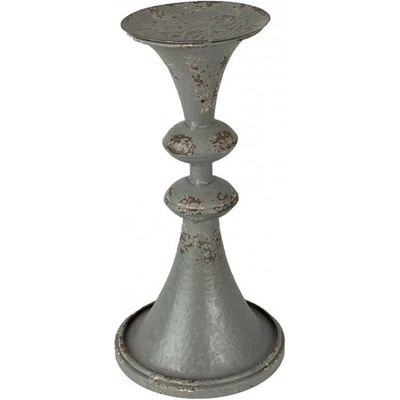 Šedý kovový svícen s vintage odřením Mansell – 26 cm