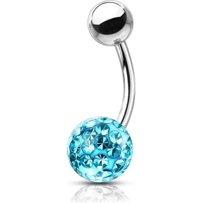 S4U Piercing do pupíku s kamínky Crystals From Swarovski kulička 8 mm (1,6 x 10 mm) BS1003Q-10