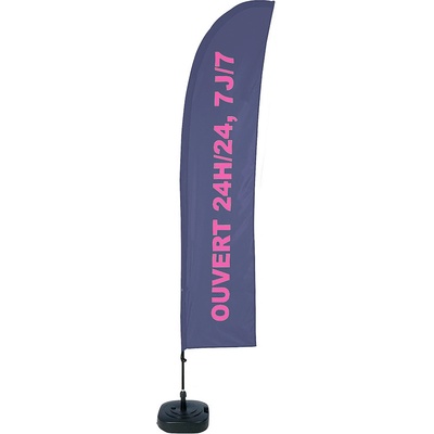 Jansen Display Beach Flag Budget Wind Complete Set Open 24/7 French, 1010 x 4305 mm