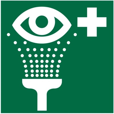 Informační cedule Zařízení pro výplach očí, ISO 7010, plast, 150 x 150 mm, BJ = 10 ks