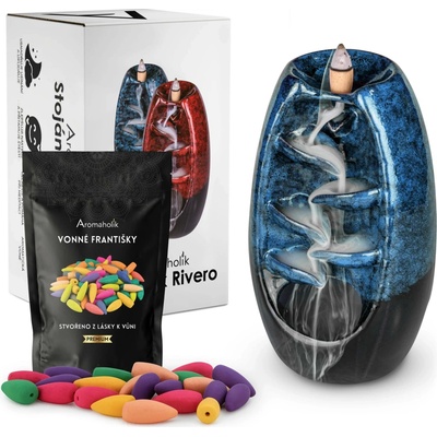 Aromatický krb Rivero backflow modrý + 60 vonných kadidel Aromaholik – Zboží Dáma