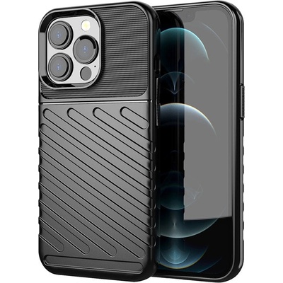 HQWear Калъф Silicone Thunder Case Flexible Tough Rugged, за iPhone 13 Pro, черен (5907769328367)