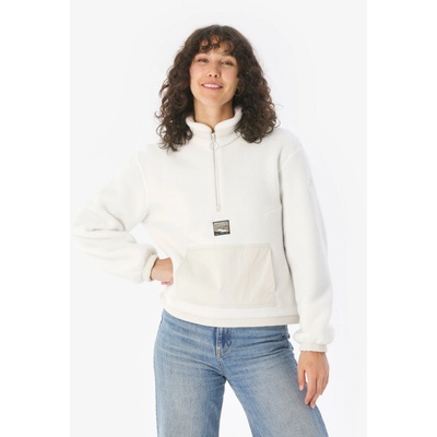 Quechua dámska turistická mikina MH100 sherpa 1/2 zips béžová