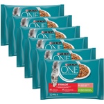 PURINA ONE STERILCAT с пуйка и зелени фасул в сос, с сьомга и морков в сос, 24 x 85 г