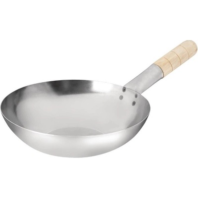 Vogue wok z měkké oceli s plochým dnem 254 mm