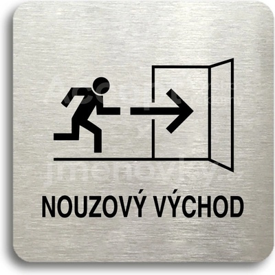 ACCEPT Piktogram nouzový východ IV - stříbrná tabulka - černý tisk bez rámečku