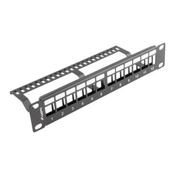 Lanberg Пач панел, Lanberg patch panel blank 12 port 1U with organizer for keystone modules black (PPKS-9112-B)