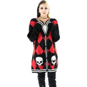 VIXXSIN дамски пуловер (жилетка) vixxsin - harlequin - black/red - ju-hrqnn-br