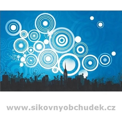 Samolepka na notebook modrá město 39x25cm