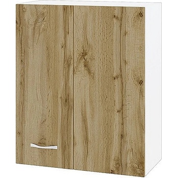 ИРИМ Горен шкаф за ъгъл с врата и рафт Сити БДД-17 бяло гладко / дъб дакота 60 см